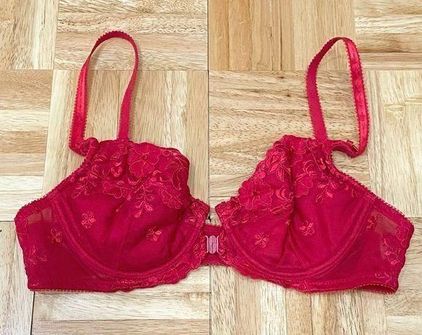 FELINA Lingerie Red Lace Wired Front Closure Bra 36B Size