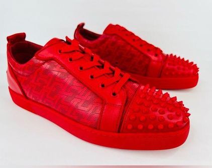 Christian Louboutin Red Louis Junior Spikes Sneakers