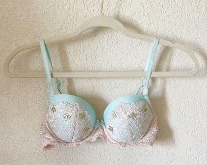 Victoria's Secret Victoria Secret Demi Lace Rhinestone Bra Blue Size  undefined - $23 - From Destany