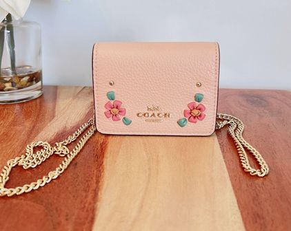 Coach, Bags, Coach Wristlet Floral Print Leather Pink