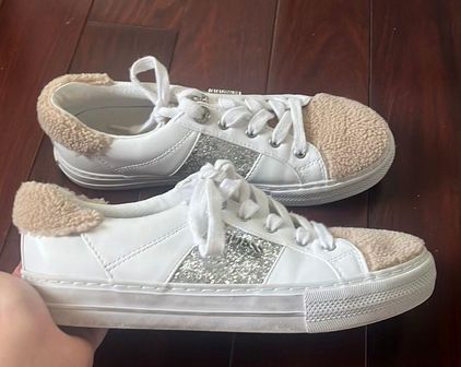 Guess White Leather Sparkly Sneakers Size 8 - $30 - From Diana