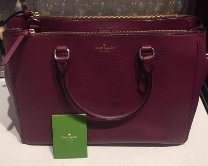 Kate Spade Lombard Street Bradie Plumb Burgundy Satchel Bag Peri Gold  Purple | eBay