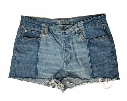 American Eagle Womens Vintage Hi Rise Two Tone Cut Off Denim