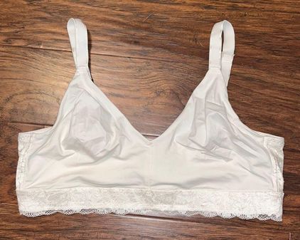 Soma Embraceable Wireless Unlined Lace Trim Unpadded Bra White Size XL -  $20 - From Julia