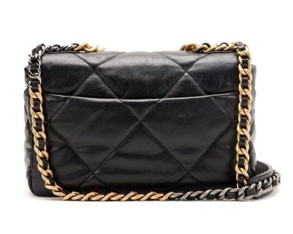 Chanel Black Quilted Lambskin 19 Flap Gold and Ruthenium