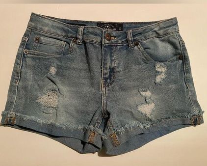 Lucky Brand Riley Short Distressed Adjust Waist Denim Shorts Size