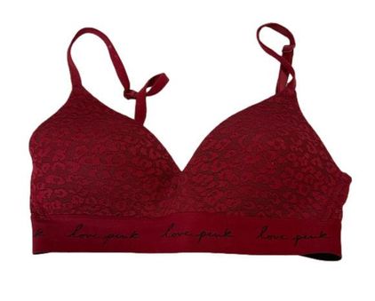 Victoria's Secret PINK red leopard lace wireless padded bra size 32C - $17  - From Courtney