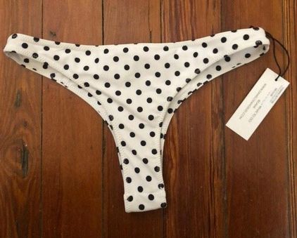 Victoria's Secret White Black Polka Dot Low Rise Thong Size M