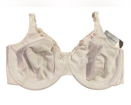 Serenada Bra 44DDD Solid White Cotton Lace Trim Full Coverage