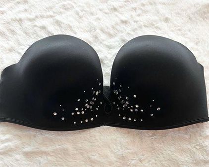 Victoria's Secret Bombshell Black Rhinestone Bling Padded Strapless Bra  Size 34C - $35 - From Megan