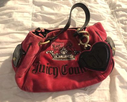 Juicy Couture black velour embroidered fringe tassel satchel hobo shoulder  bag | eBay