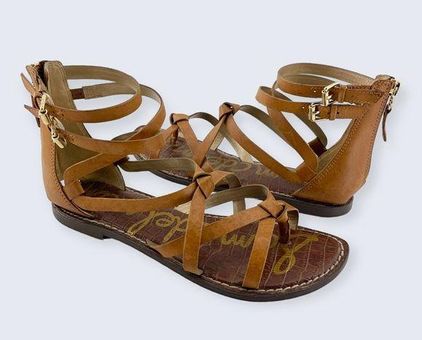 Sam Edelman Gaton Brown Leather Knotted Strappy Buckle Zip