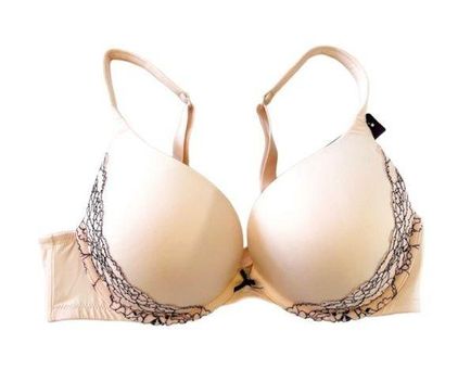 Cacique Smooth Boost Plunge Bra Size 38C Blush Pink Black Lace Bow Detail  Pretty - $39 New With Tags - From Molly