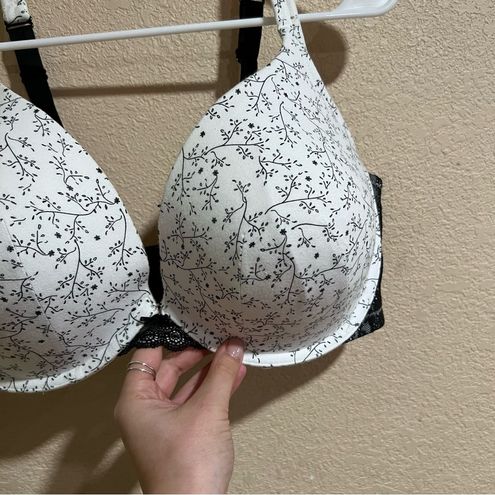 Cacique white black floral plunge tee shirt bra - 44DDD Size undefined - $22  - From Maria