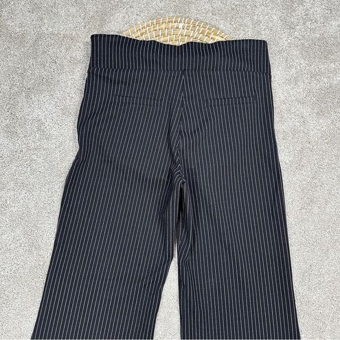 Wide-Leg Two-Pocket Dress Pant Yoga Pants (Black Pinstripe)