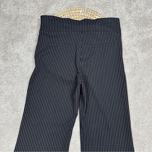 Wide-Leg Two-Pocket Dress Pant Yoga Pants (Black Pinstripe