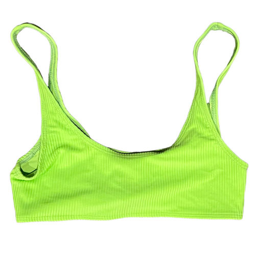 Connor Ribbed Scoop Bikini Top - Slime