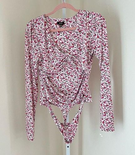 AFRM Womens XL Gimli Floral Long Sleeve Bodysuit Blush Pink