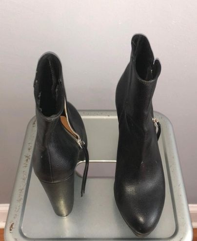 Ladies - Black Leather Boots with Heel - Size: 8 - H&M