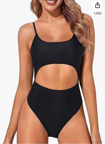 Meyeeka Womens Scoop Neck Cut Out Front Lace Up Back High Cut Monokini One  Piece Swimsuit