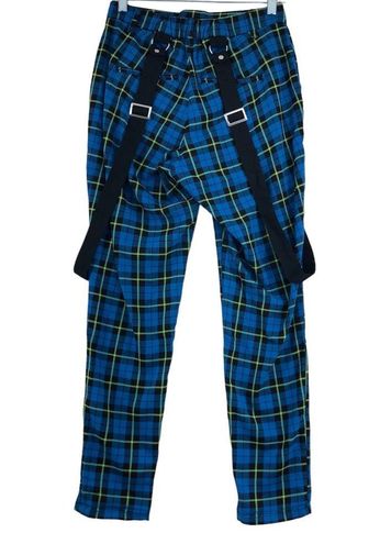 Blue & Green Plaid Suspender Pants