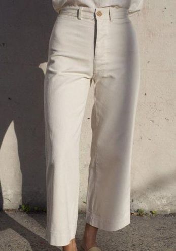 Caron Callahan Stewart High Rise Wide Leg Ankle Ivory Pants Size 6