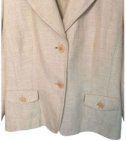 Talbots Vintage Blazer Lined Pockets Notched Collar Career Womens Tan 14 -  $33 - From Michelle