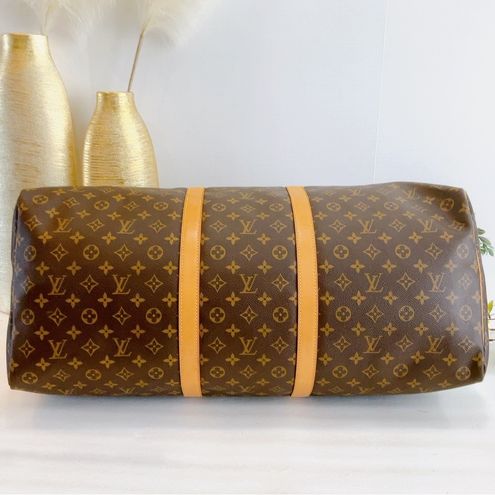 LOUIS VUITTON Keepall 60 Monogram Canvas Travel Bag Brown