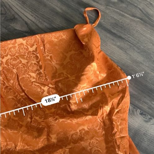 You're My Type Rust Orange Satin Jacquard Midi Slip Dress
