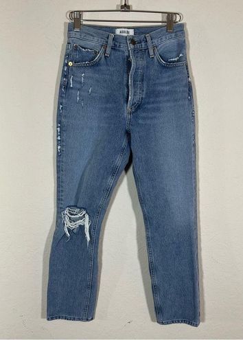 AGOLDE Riley High Rise Straight Crop Distressed Jeans Endeavor