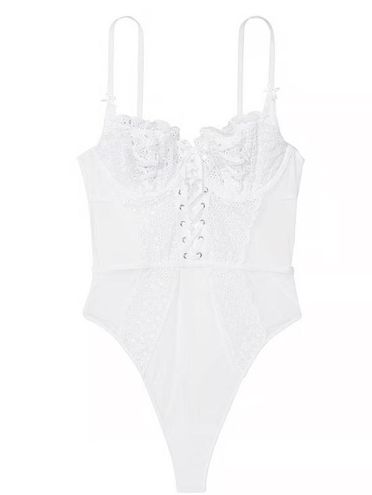 Wicked Unlined Eyelet Lace Teddy