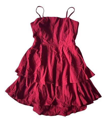 Women's Backless Adjustable Strap Tie Back Tiered Ruffle Flowy Slip Mini  Casual Cotton Dress - Halara