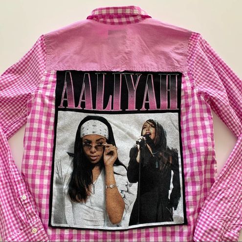 Via Penny Lane Reworked Apparel  Aaliyah Graphic Plaid Button Down Sh –  viapennylane