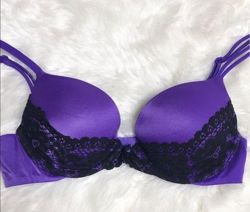 Victoria's Secret Very Sexy Purple & Black Lace Push Up Bra Size 32B - $23  - From Megan