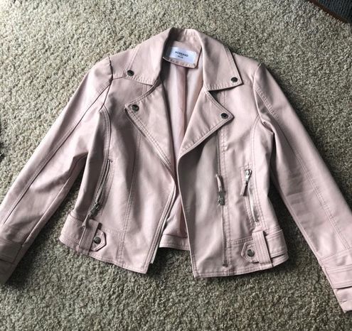 blush pink leather jacket