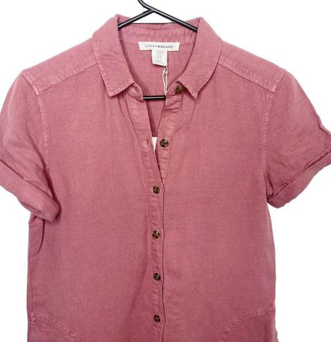 Lucky Brand linen Tencel Button Up Shirt Dress dusty rose Size XS - $40 -  From Dana