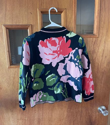 Anthropologie, Sweaters, Anthropologie Hwr Blue Monogram Mavales Flower  Crew Neck Pullover Sweater L