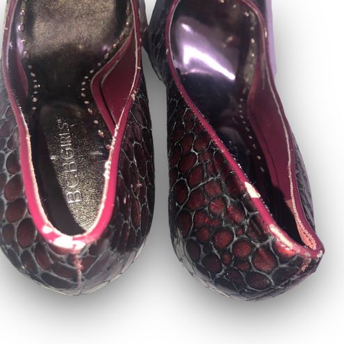 BCBGirls Patent Leather Open Toe Heel Cherrywood Snakeskin Crocodile  women's 8.5 Size undefined - $23 - From Kerrii