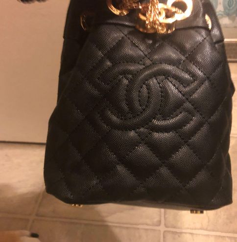 Chanel NEW VIP Gift Black Gold Bucket Bag Crossbody Handbag purse - $294  New With Tags - From Upcycled