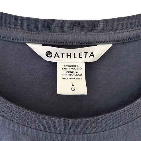 Athleta Outbound Tee Shirt Womens Large Granite Blue Crew Athletic