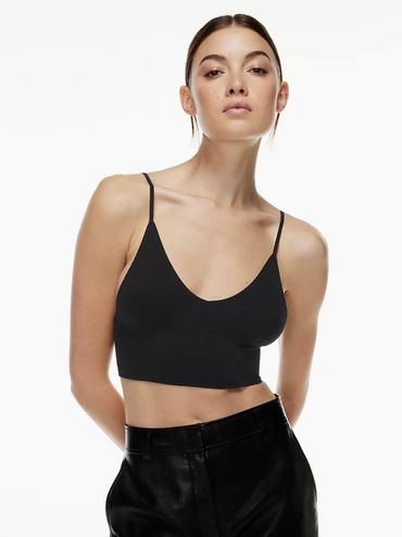 Aritzia Talula Black Seamless V-Neck Spaghetti Strap Cropped Bralette/Tank  Top Size L - $30 - From emily