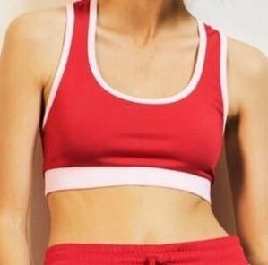 Zara Sports Bra Red White Trim Tank Crop Top Activewear Nylon Size