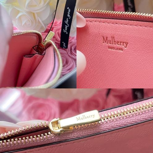 Mulberry, Bags, Authentic Mulberry Pink Tree Logo Zip Card Holder Wallet