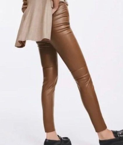 ZARA High Waisted Faux Leather Leggings Camel XS - $40 - From Laura