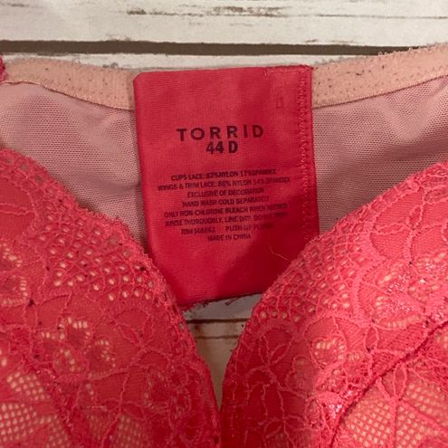 Torrid Push-Up Plunge Bra Floral Lace Pink Underwire Convertible 44D Size  44 D - $26 (35% Off Retail) - From Dana