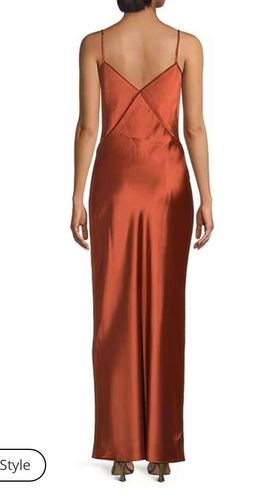 Gianni Bini Stephanie Satin V-Neck Rosette Sleeveless Long Dress Orange  Size 0 - $100 (49% Off Retail) - From Maggie