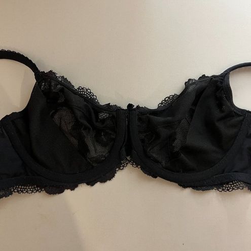 Victoria's Secret Body By Unlined Demi Bra 32DDD Black Lace