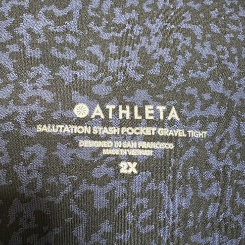 Athleta Leggings Womens 2X Blue Salutation Stash Pocket Gravel