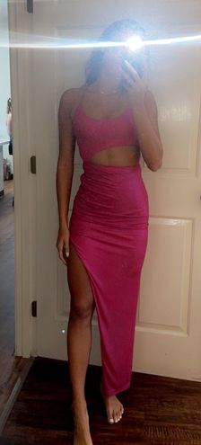 superdown Miyah Cut Out Dress in Pink Metallic