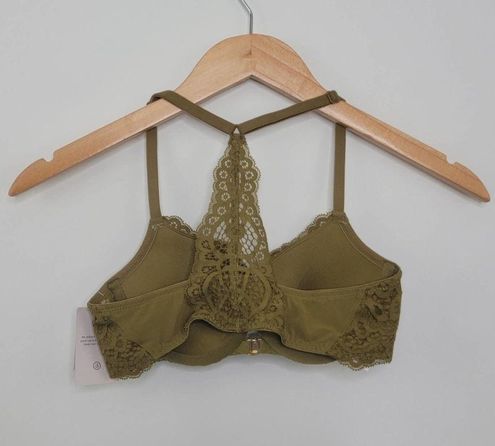 AUDEN the Radiant Plunge Coverage Push-Up Bra Olive 32A Lace